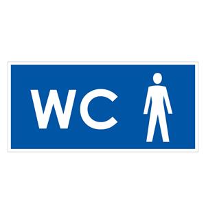 WC muži, modrá, samolepka 190x90mm