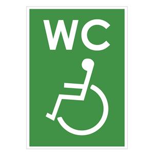 WC pre invalidov, zelená, plast 2mm,105x148mm