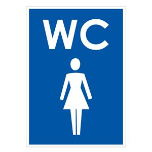 WC ženy, modrá, samolepka 105x148mm