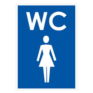 WC ženy, modrá, samolepka 105x148mm