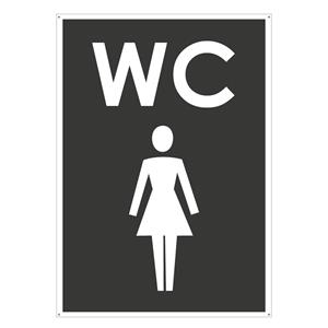 WC ženy, šedá, plast 2mm s dierkami-105x148mm