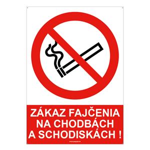 Zákaz fajčenia na chodbách a schodiskách, plast 2mm s dierkami-148x210mm
