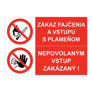 Zákaz fajčenia-??Nepovolaným vstup zakázaný, kombinácia,plast 2mm,210x148mm