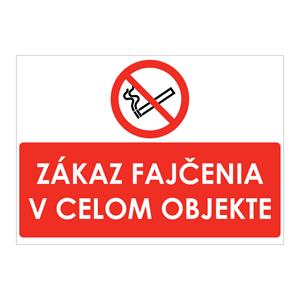 Zákaz fajčenia v celom objekte, samolepka 297x210mm