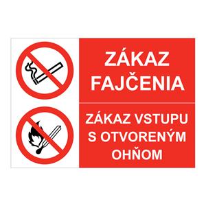 Zákaz fajčenia-Zákaz vstupu s otvoreným ohňom, kombinácia,plast 2mm,210x148mm