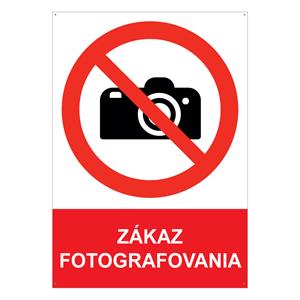 Zákaz fotografovania - bezpečnostná tabuľka s dierkami, plast A4, 2 mm