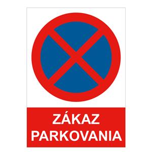 Zákaz parkovania (zastavenia) - bezpečnostná tabuľka, plast 1 mm, A4