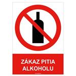 Zákaz pitia alkoholu - bezpečnostná tabuľka , plast A5, 2 mm